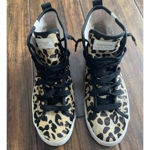 Keds Kate Spade Animal Print Calf Hair Hightop Sneaker Women's 8 Lace Up WH63509